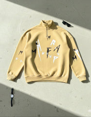 Zipper mockneck Embossed printed Sweat Shirt