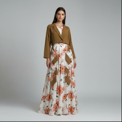 Winter Festival Digital Sleeve'less Maxi With Koti ❤️